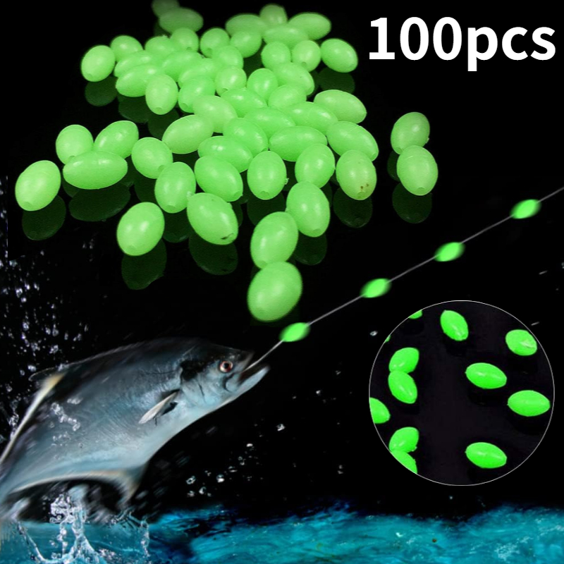 Fishing Lure Accessories - 100 pçs/lote oval noite luminosa contas