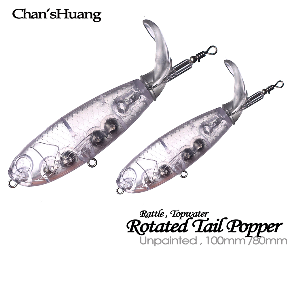 Fishing Lure Popper - Huang-sem pintura em branco Bait, chocalho