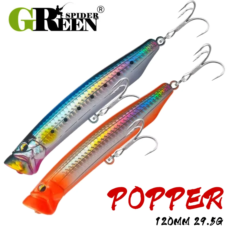 Fishing Lure Popper - Greenspider novo 120mm 29.5g topwater fino