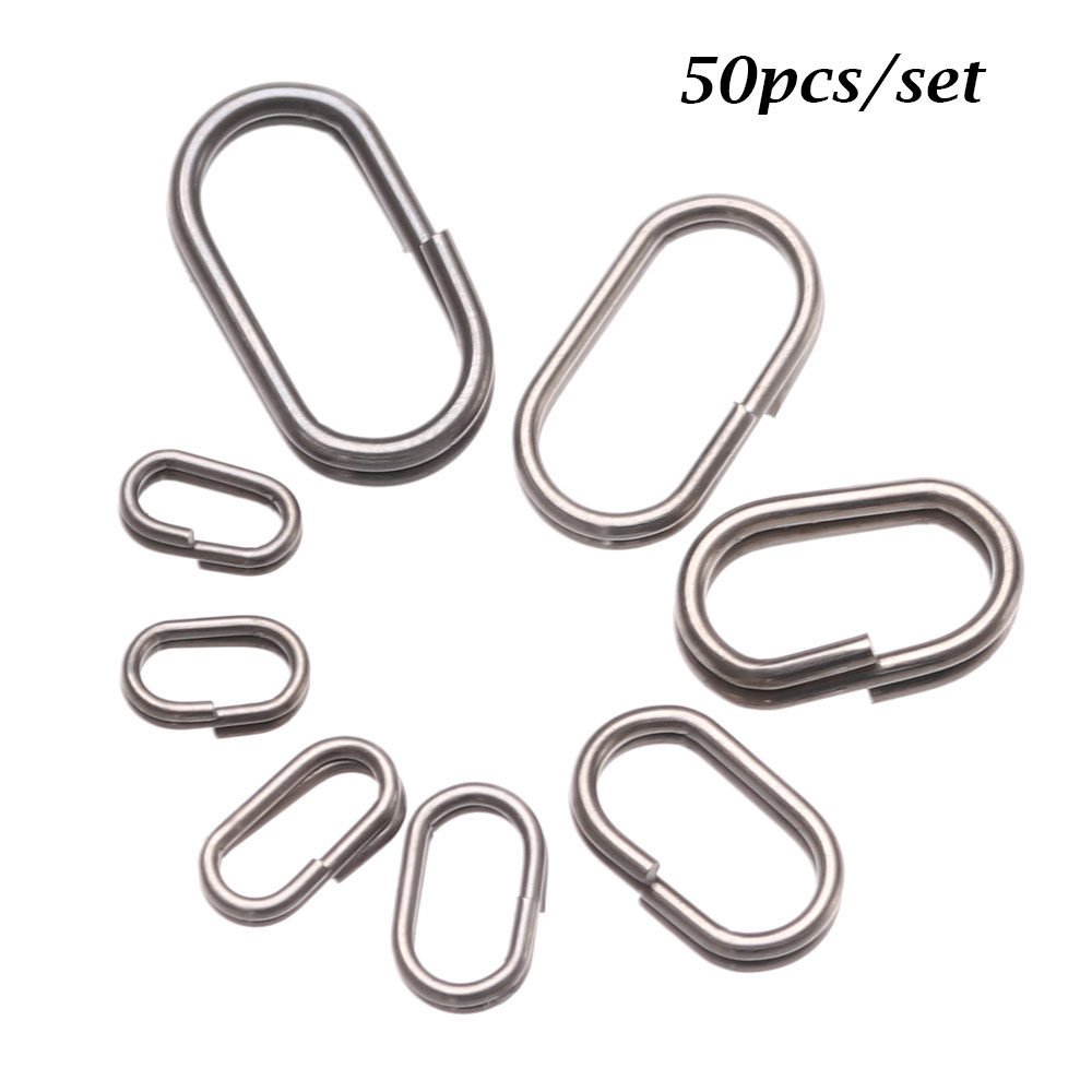 Fishing Lure Accessories - Conjunto de 50 anéis giratórios ovais,