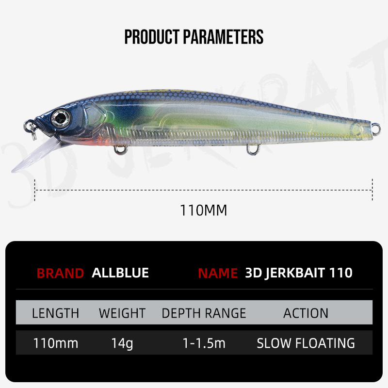 Isca Artificial ALLBLUE 3D Jer - Fishing Lure Jerkbait avaliação e preço
