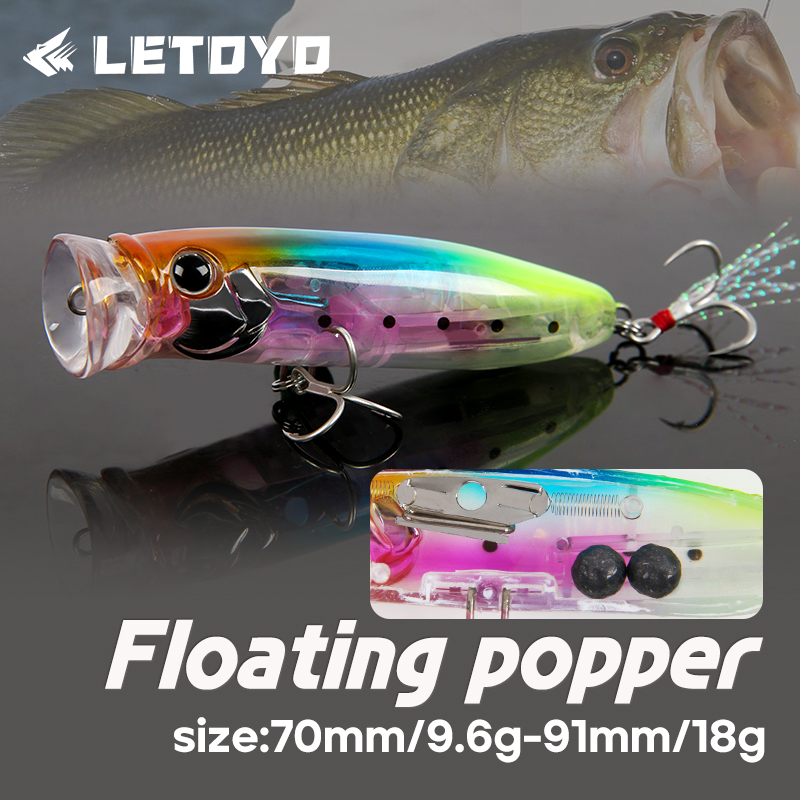 Letoyo 9.6g/18g flutuante popp - Fishing Lure Popper avaliação e preço