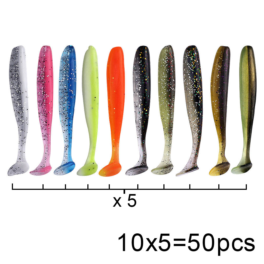 Qxo 50 pçs/lote isca de silico - Fishing Lure Soft Plastic avaliação e preço
